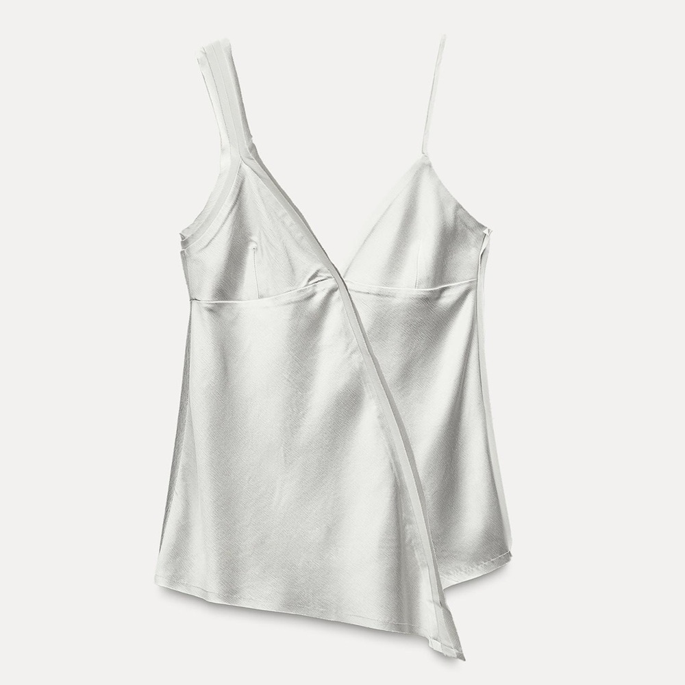 Silver Zara Satin Wrap Style Camisole Top